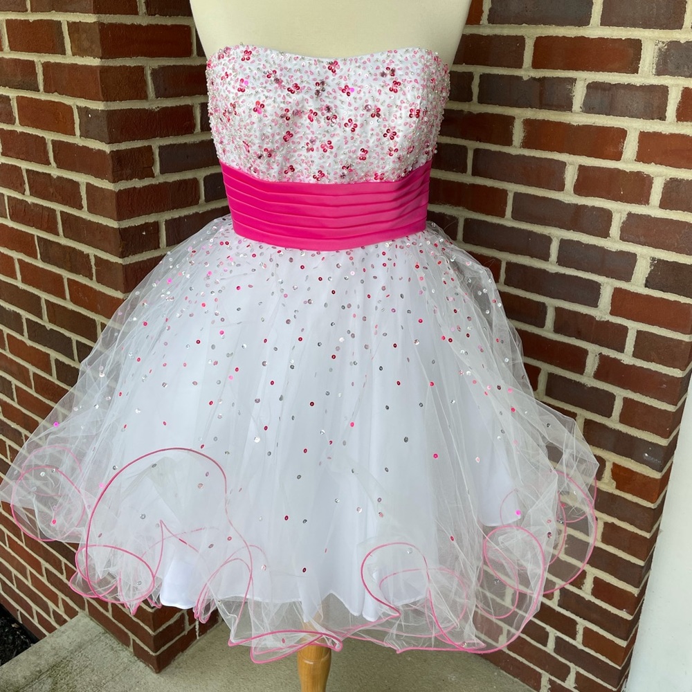 Homecoming Dress- pink/white Mori Lee brand